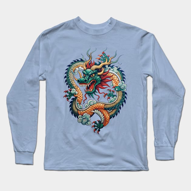 Japanese Dragon Long Sleeve T-Shirt by Ravenglow